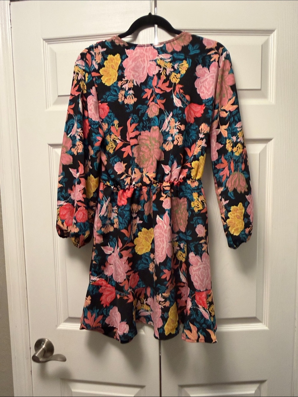 Floral Wrap Dress - Black Multi - Picture 4 of 4